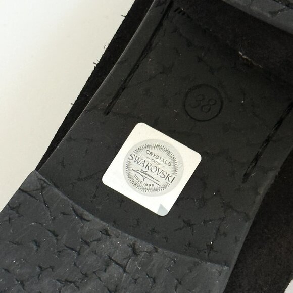 Pedro Garcia Shoes Women's Black Suede Crystal Swarovski Flats Size 8 (38) - Picture 9 of 9